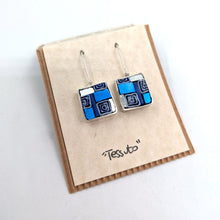 Carica l'immagine nel visualizzatore di Gallery, Orecchini quadrati Tessuto in blu
