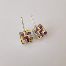 Carica l'immagine nel visualizzatore di Gallery, Orecchini Tessuto Antico in Viola e Oro