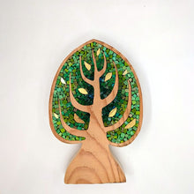 Laden Sie das Bild in den Galerie-Viewer, Albero fiamma verde con foglie oro 094
