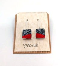 Carica l'immagine nel visualizzatore di Gallery, Orecchini quadrati Optical in rosso
